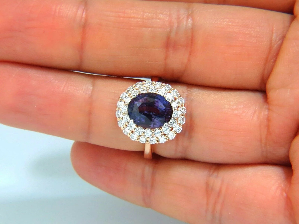 6.41ct Natural Vivid Purple Sapphire Diamond Ring L56069