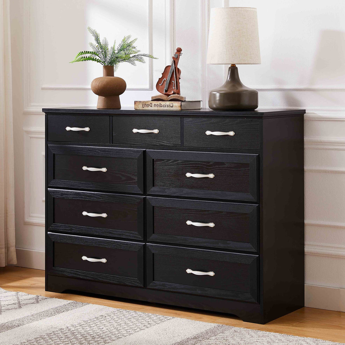 Black 9 Drawer Wood Dresser N74135