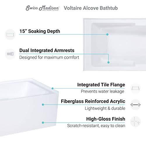 54x22 Alcove Soaking Bathtub S58115