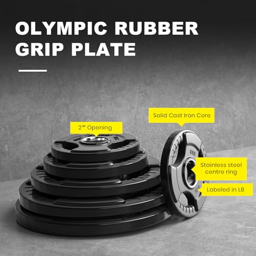 2.5-45LB Rubber Olympic Grip Weight Plates Q57986