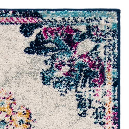 Runner Rug - 2' x 6', Ivory & Fuchsia, Medallion Distressed Design G83246