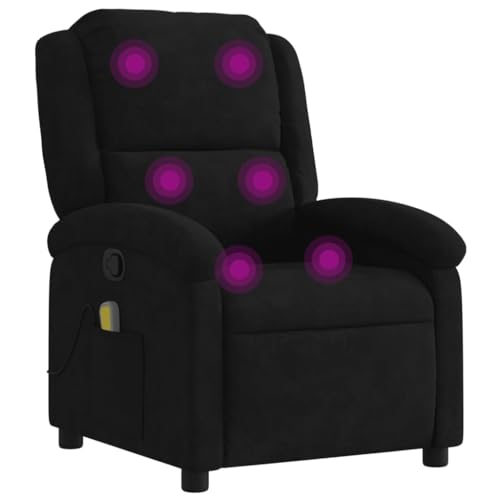 Black Velvet Massage Recliner Chair with Adjustable Footrest and Headrest Q9802
