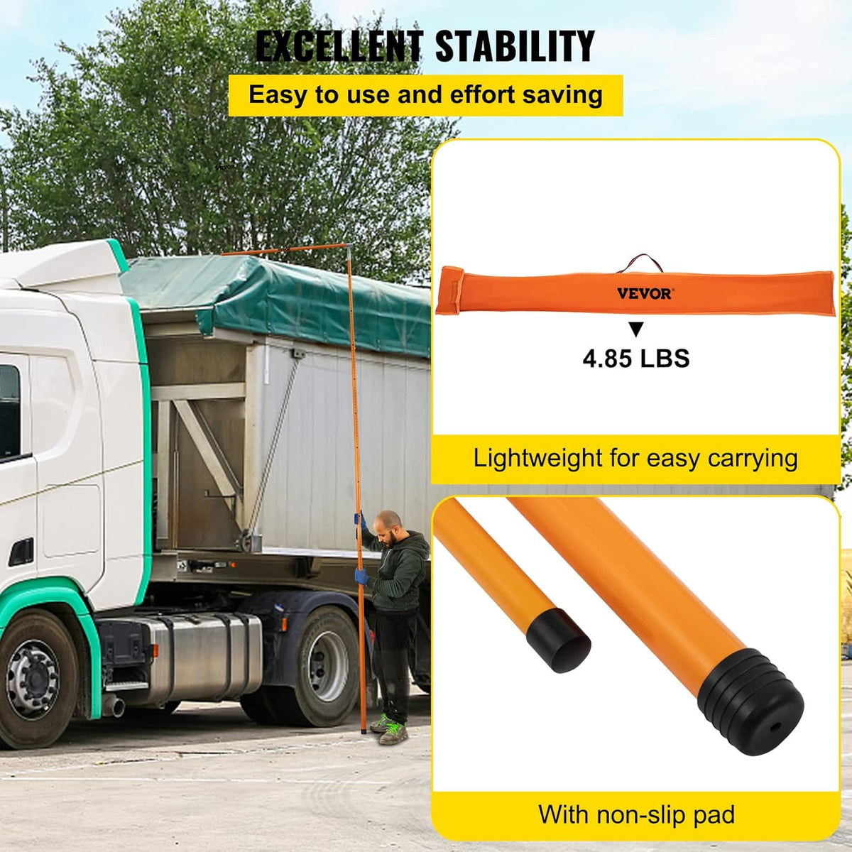 15' Fiberglass Truck Height Measuring Stick with Carrying Bag X6765