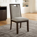 Beige Side Chairs Set of 2 Dark Walnut Y18934