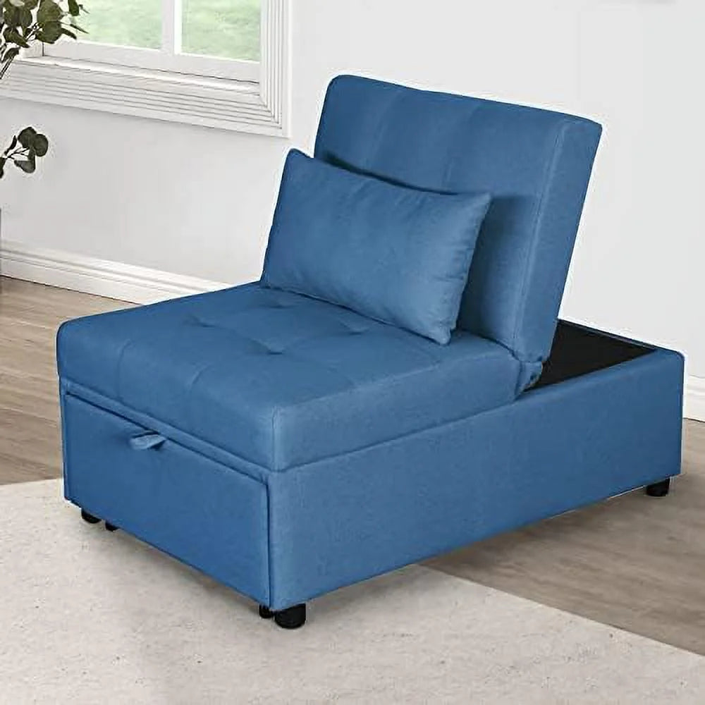 Black Convertible Sleeper Chair Bed with Ottoman U97317