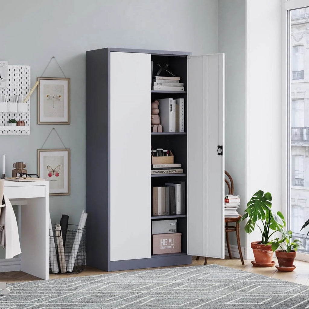71" Metal Storage Locker with Locking Door and 4 Adjustable Shelves I666501
