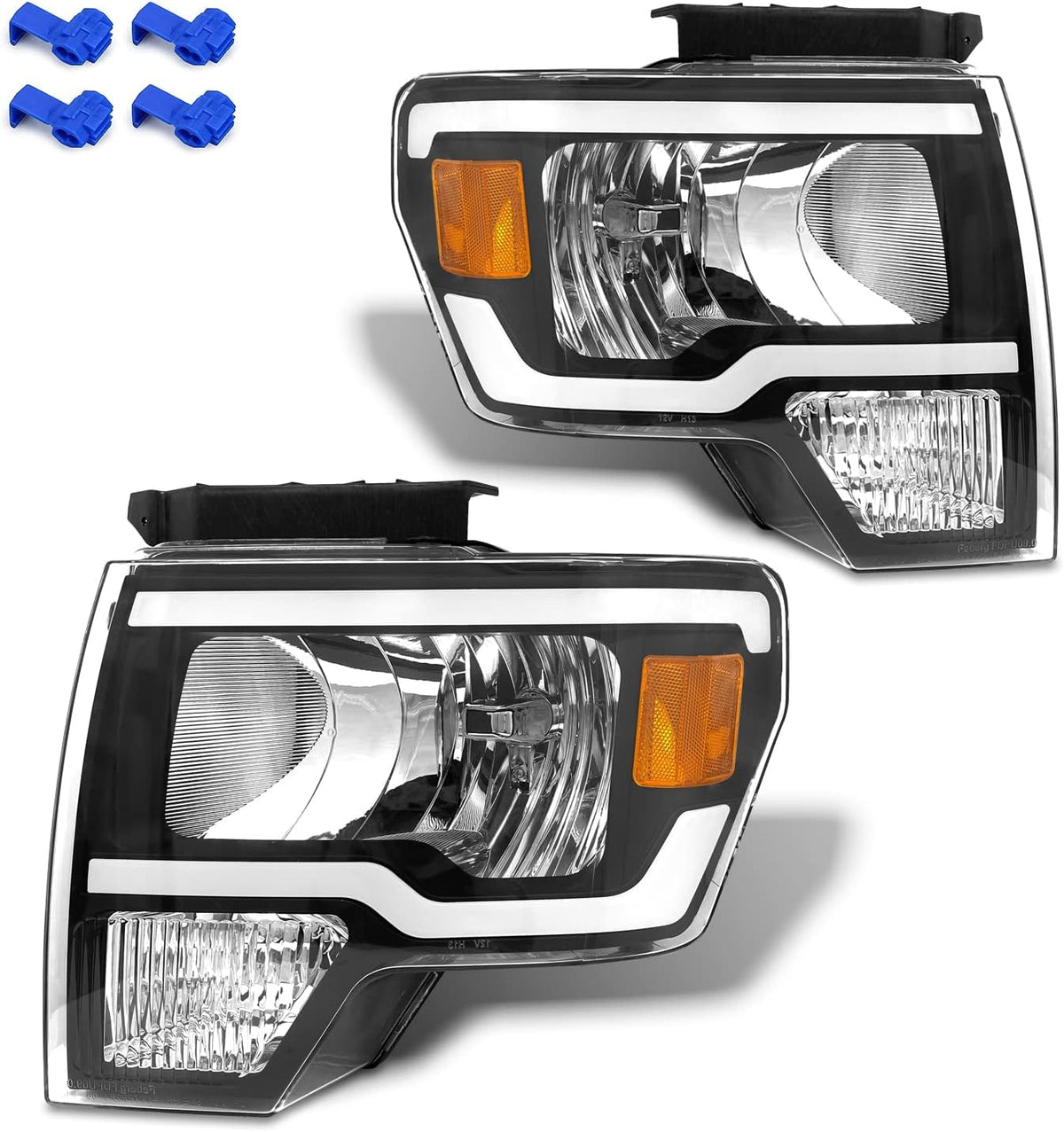 Chrome Housing Headlight Assembly for 2009-2014 Ford F150 Y331