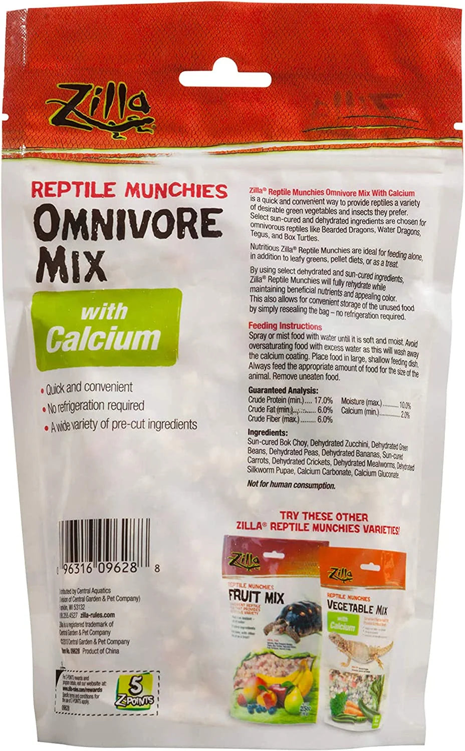 Reptile Food Omnivore Mix With Calcium 4-Ounce U648