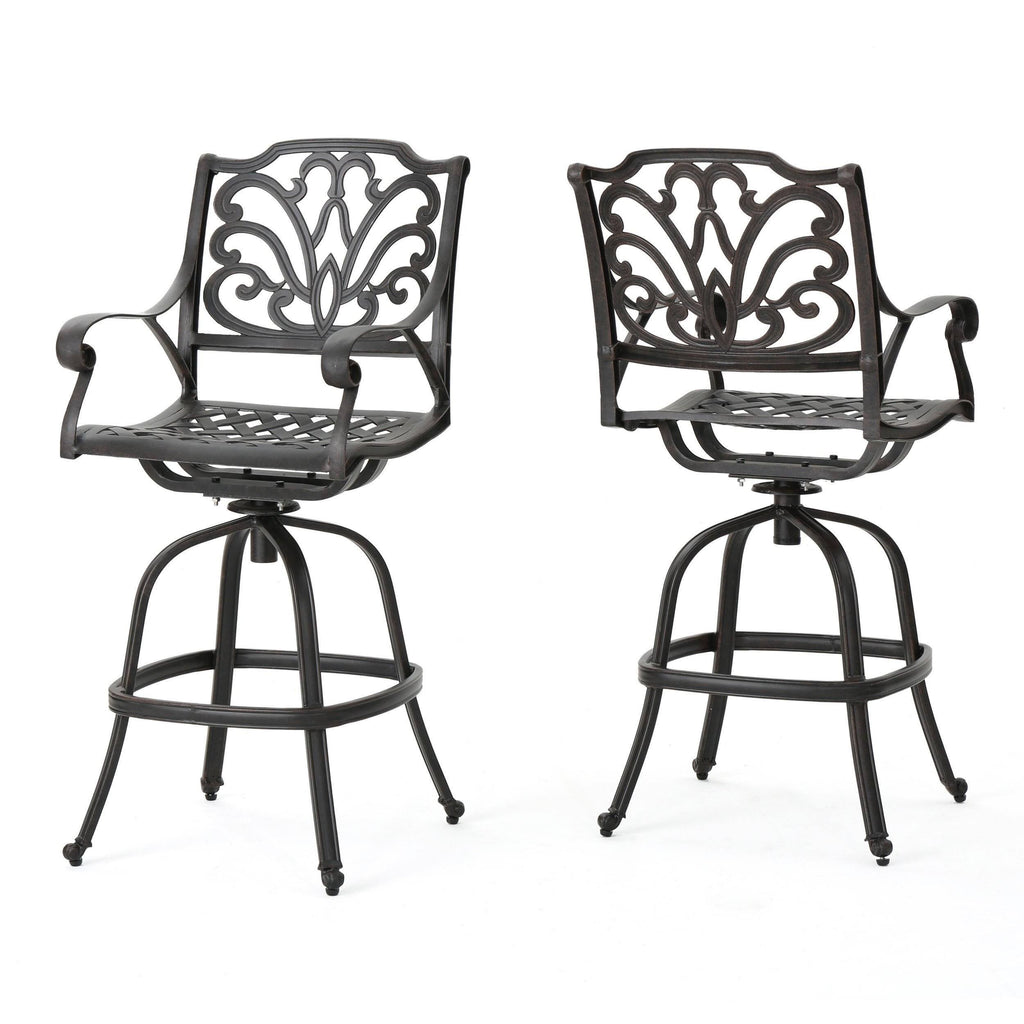 Bronze Finished Cast Aluminum Barstools (Set of 2) O72060