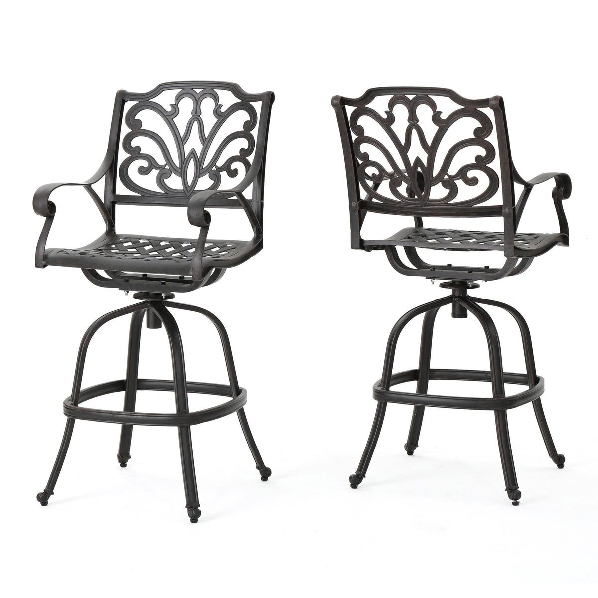 Bronze Finished Cast Aluminum Barstools (Set of 2) O72060