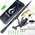 Carbon Fiber Telescopic Fishing Rod and Reel Combo Kit with Tackle Box, Pack of 2 D91374