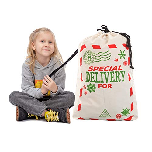 Large Christmas Canvas Gift Bag with Drawstring E4730