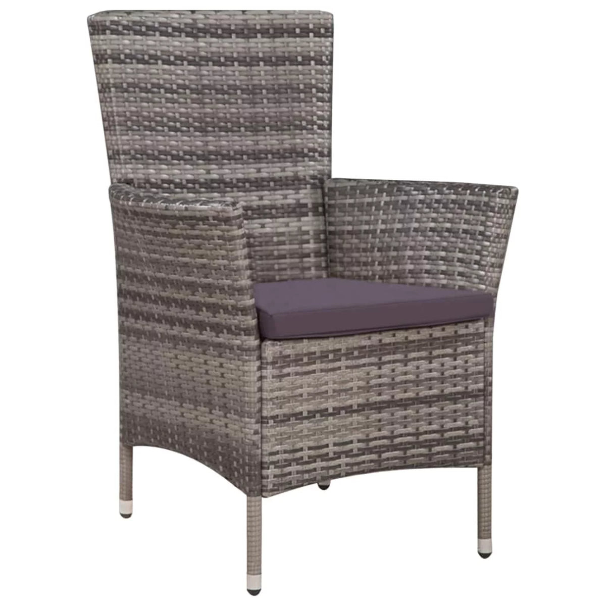 3 Piece Bistro Set with Cushion Gray Poly Rattan S7859