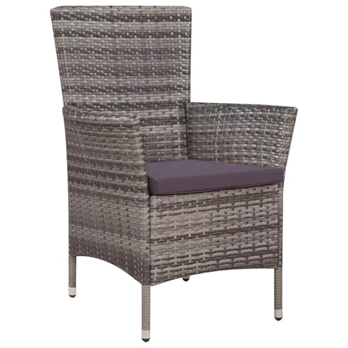3 Piece Bistro Set with Cushion Gray Poly Rattan S7859