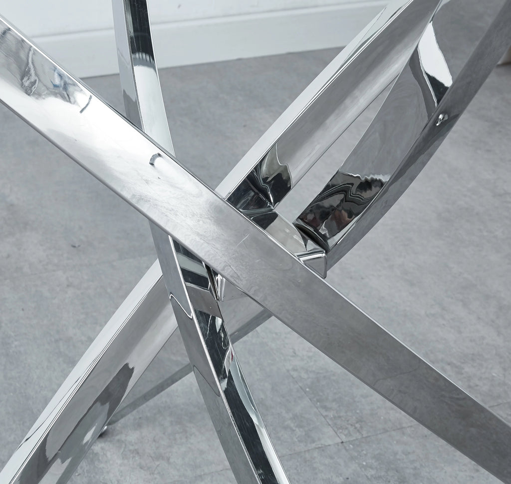 Silver Glass Dining Table 39.4" x 39.4" H462