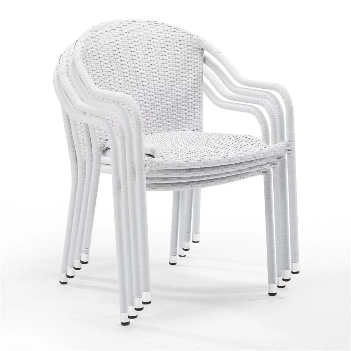 White Wicker Stackable Chair Set of 4 N2937