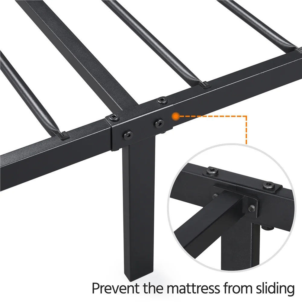 Black Twin Metal Slatted Bed Frame with Headboard Footboard S5250