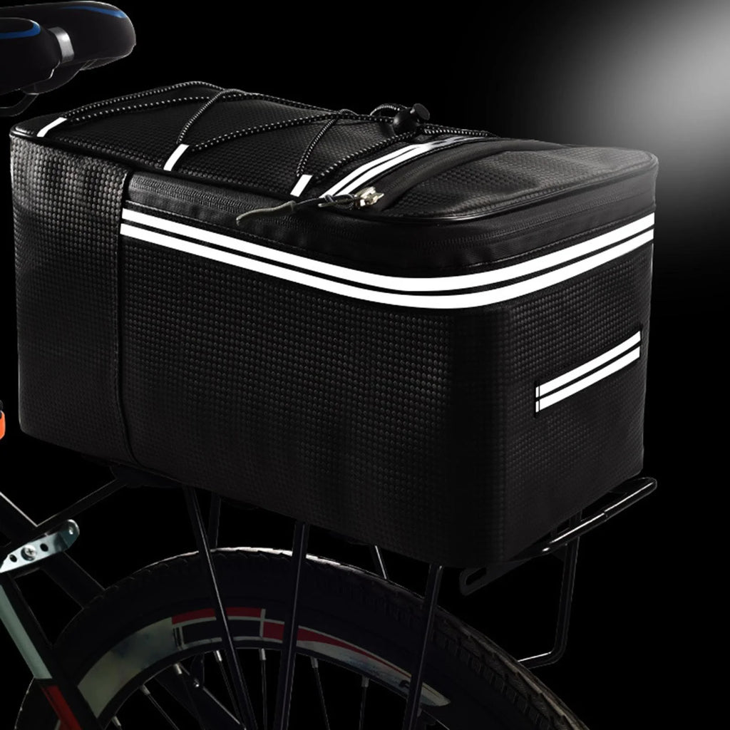 Rear Carrier Bag Trunk PU Leather Waterproof 15L Bike Pannier O42257