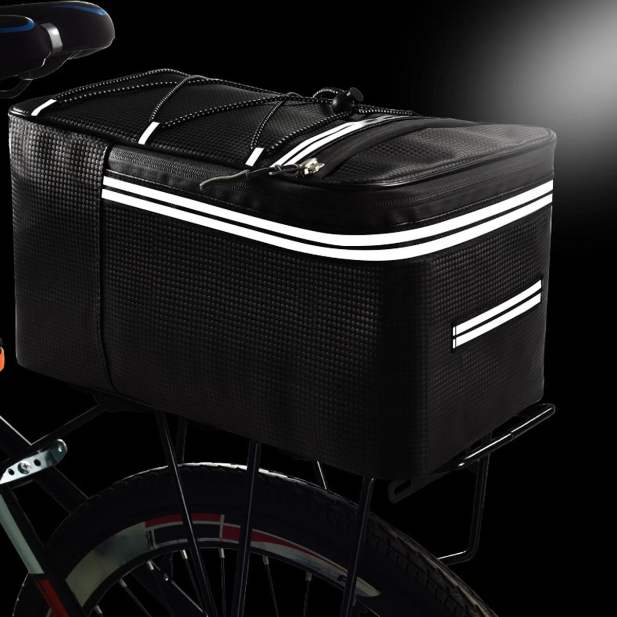 Rear Carrier Bag Trunk PU Leather Waterproof 15L Bike Pannier O42257