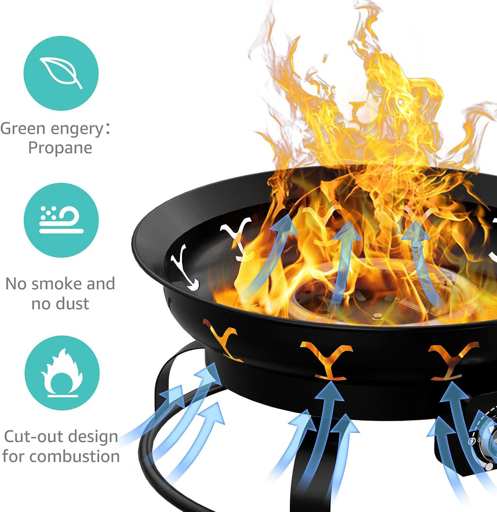 Portable Propane Fire Pit with Lid E976749