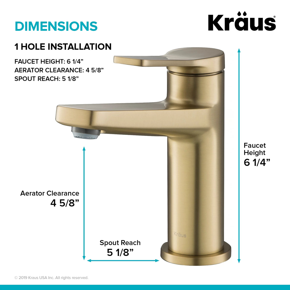 Single Handle Bathroom Faucet in Brushed Gold U570063