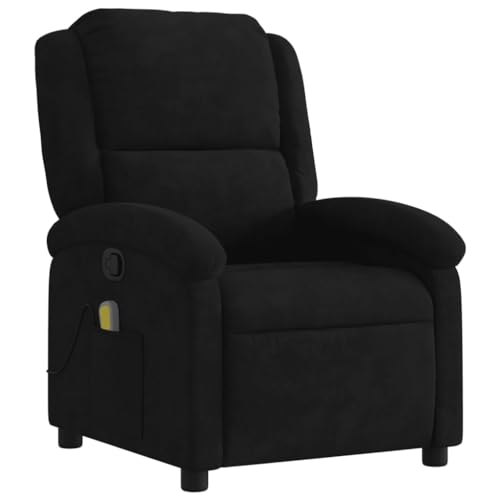 Black Velvet Massage Recliner Chair with Adjustable Footrest and Headrest Q9802