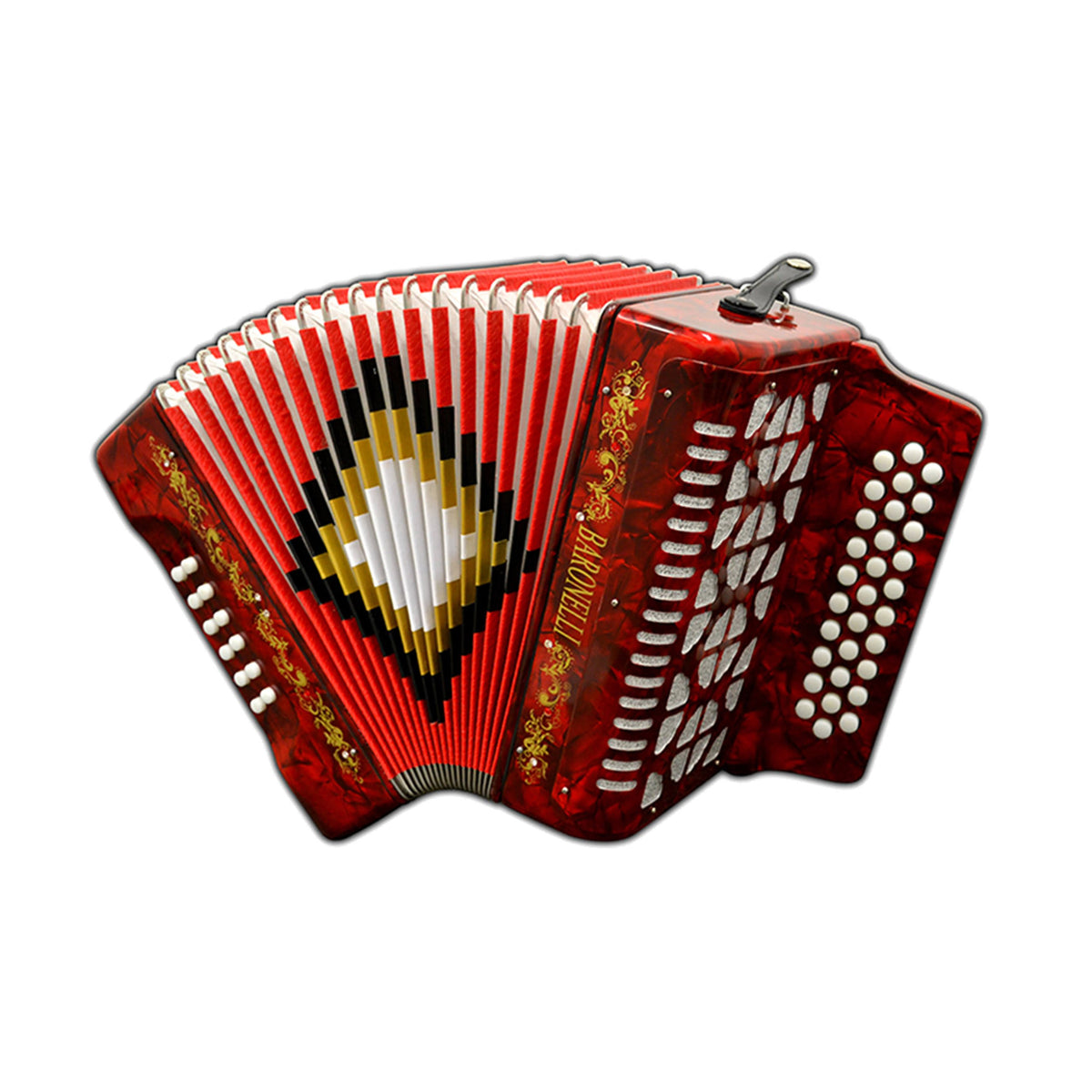 Red Full Size 31 Button 12 Bass Accordion with Straps and Case Z83655