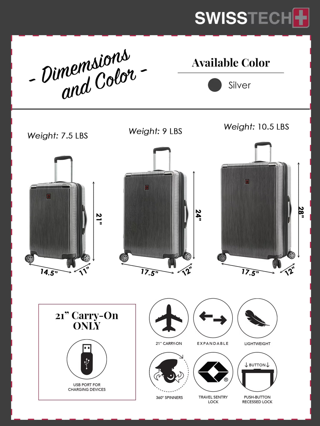 Charcoal 29" Hard side Rolling Upright Luggage W243