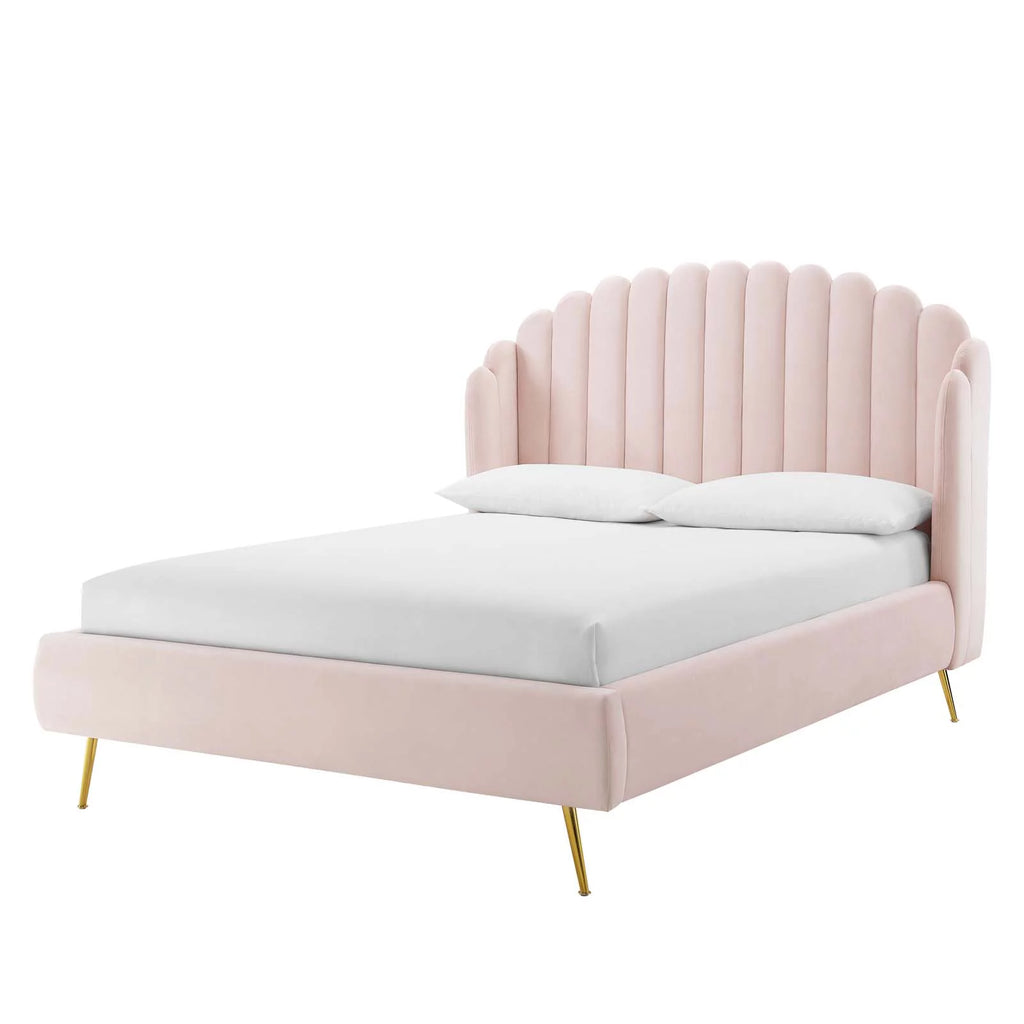 Queen Size Velvet Platform Bed Frame D607