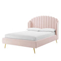 Queen Size Velvet Platform Bed Frame D607