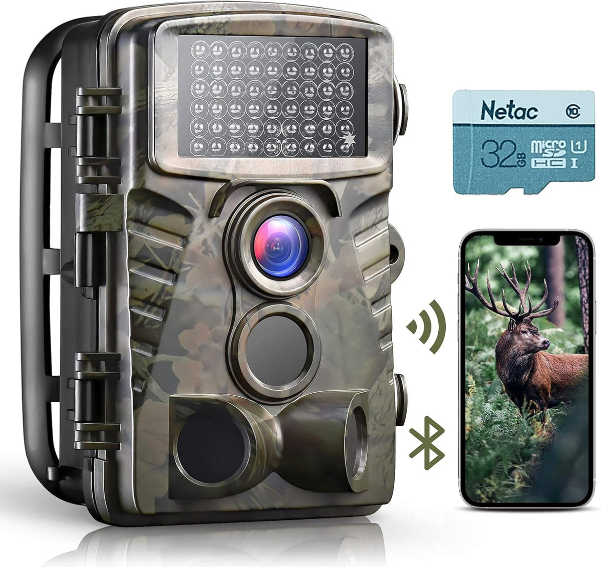 32MP 4K Trail Camera with 65ft Night Vision IP66 Waterproof Game Camera Pack of 2 W1347