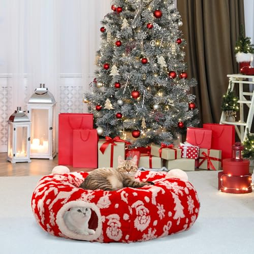 Cat Tunnel Bed Christmas Tree Skirt for Indoor Cats X26786