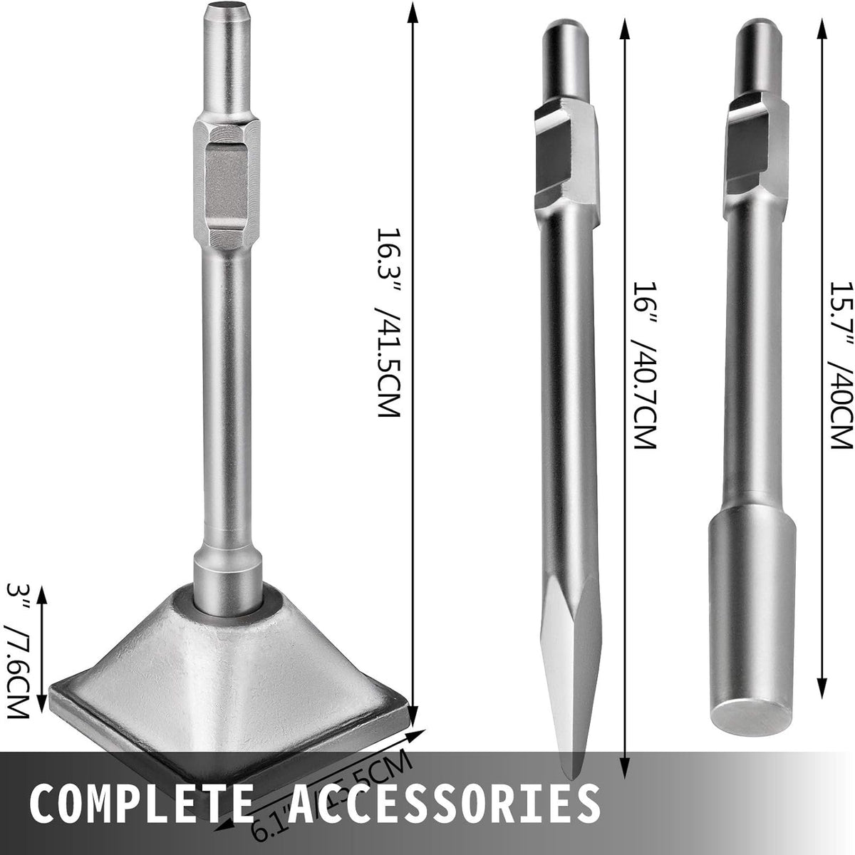 1-1/8" Tamper Shank Dirt Tamper 6x6" Compactor Plate with Electric Chisel Demolition Jackhammer Bits X6477