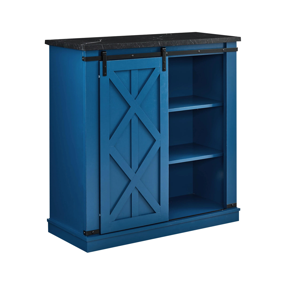 Navy Blue Wood Buffet Cabinet with Barn Door W15271