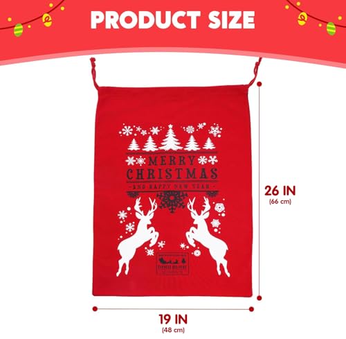 Large Christmas Canvas Gift Bag with Drawstring E4730