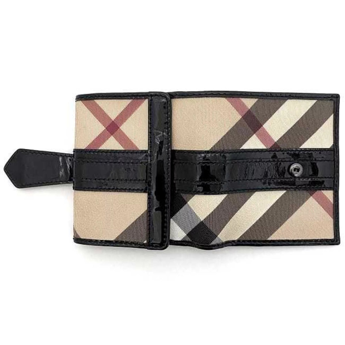 Pre-Owned Beige Black Check PVC Patent Leather Wallet X93161