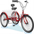 24" 7-Speed 3 Wheel Adult Tricycle with Basket K207