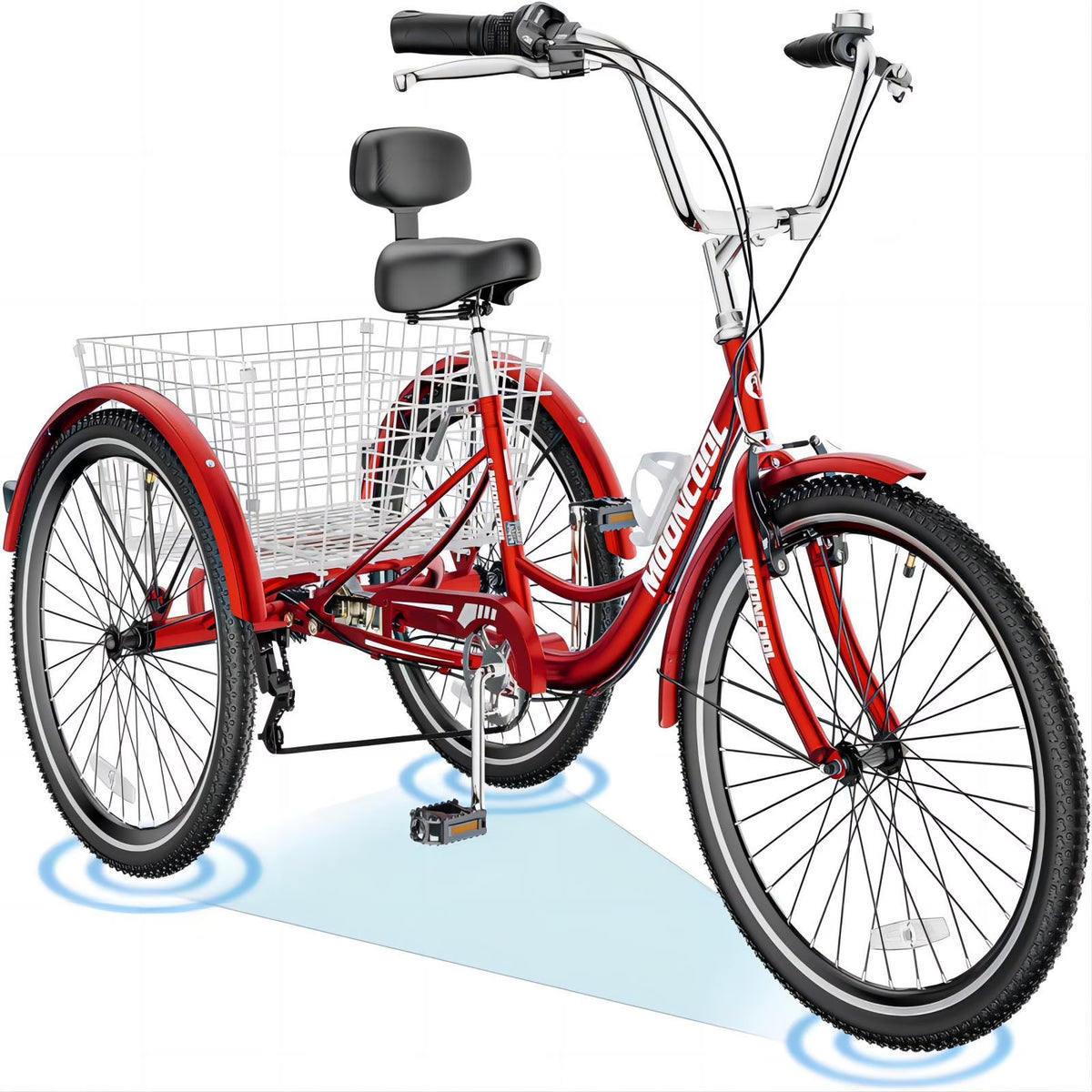 24" 7-Speed 3 Wheel Adult Tricycle with Basket K207
