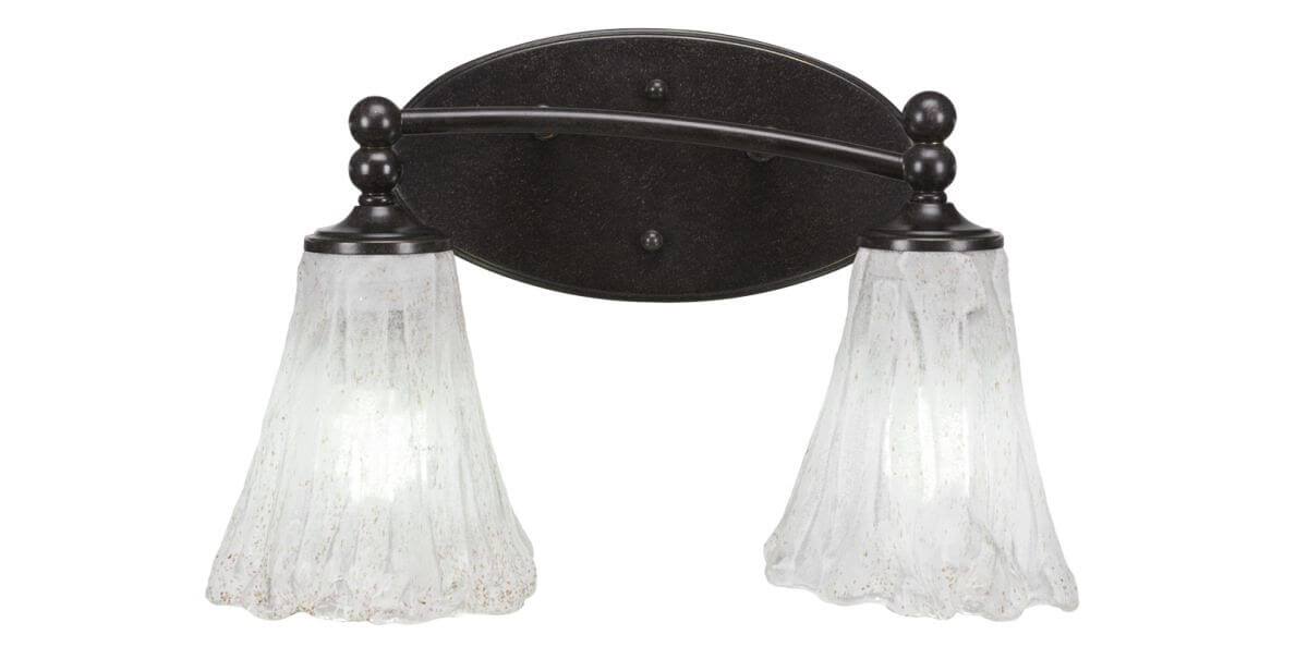 Two Light Bath Bar Dark Granite Finish with Italian Ice Glass Q771293