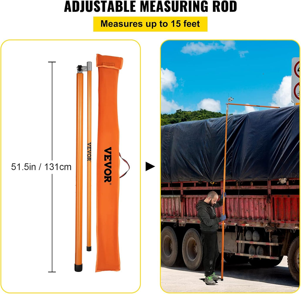 15' Fiberglass Truck Height Measuring Stick with Carrying Bag X6765