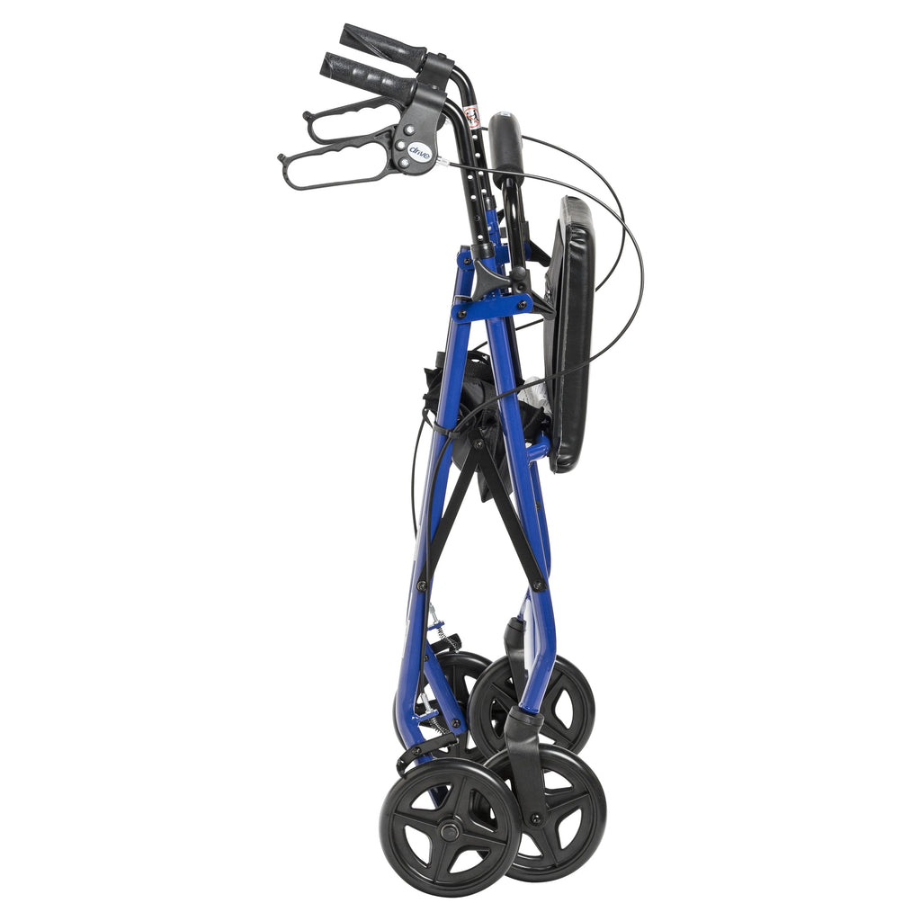Blue Aluminum Rollator Rolling Walker with Padded Seat R291