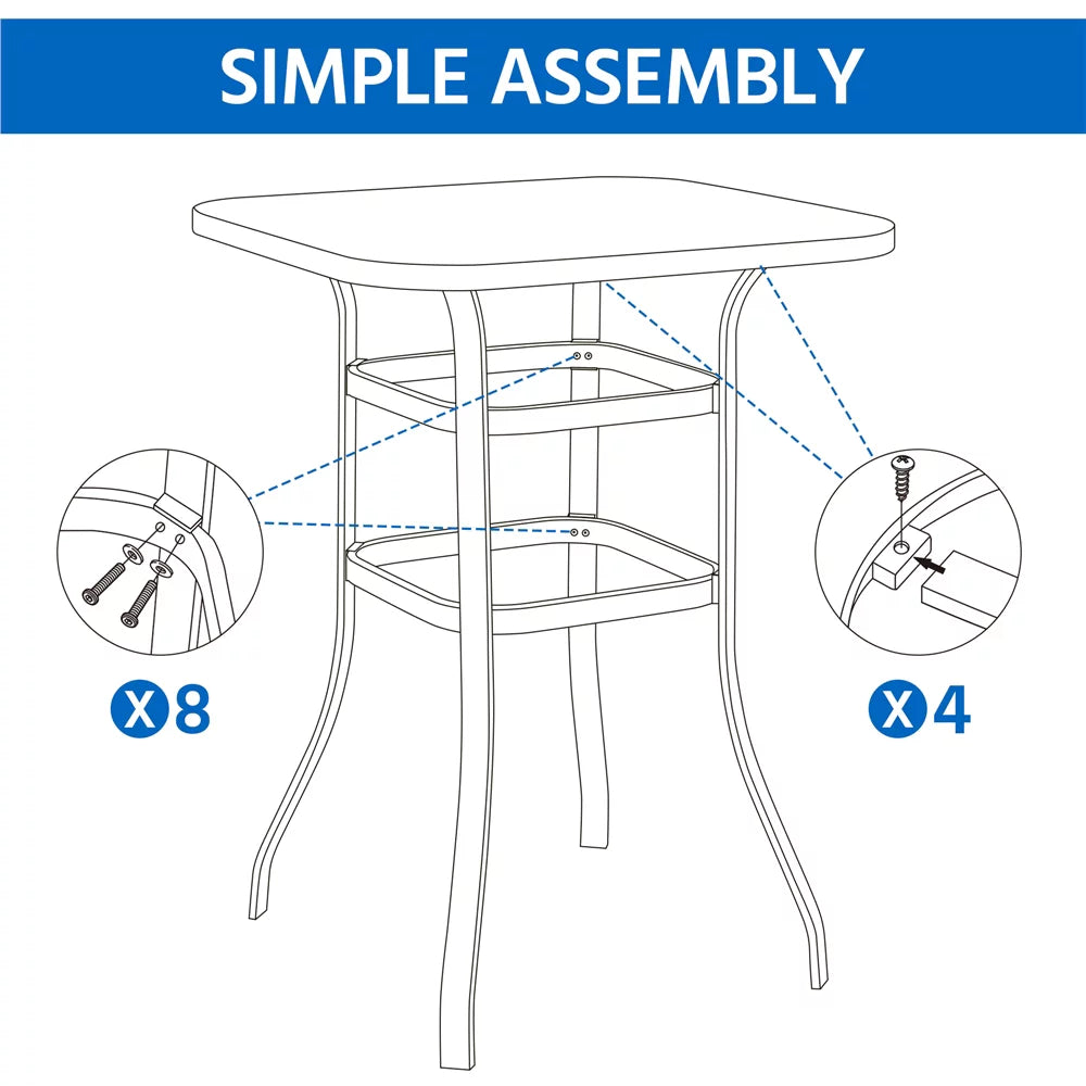 Black Square Metal Bistro Table I2077