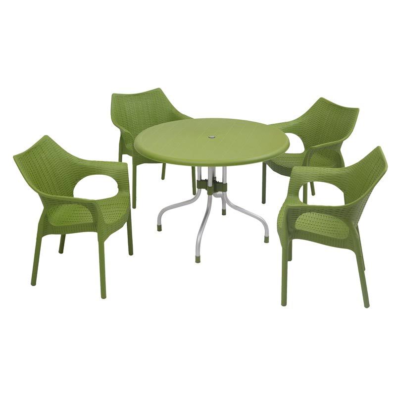 Green Patio Table with Four Chairs X885228