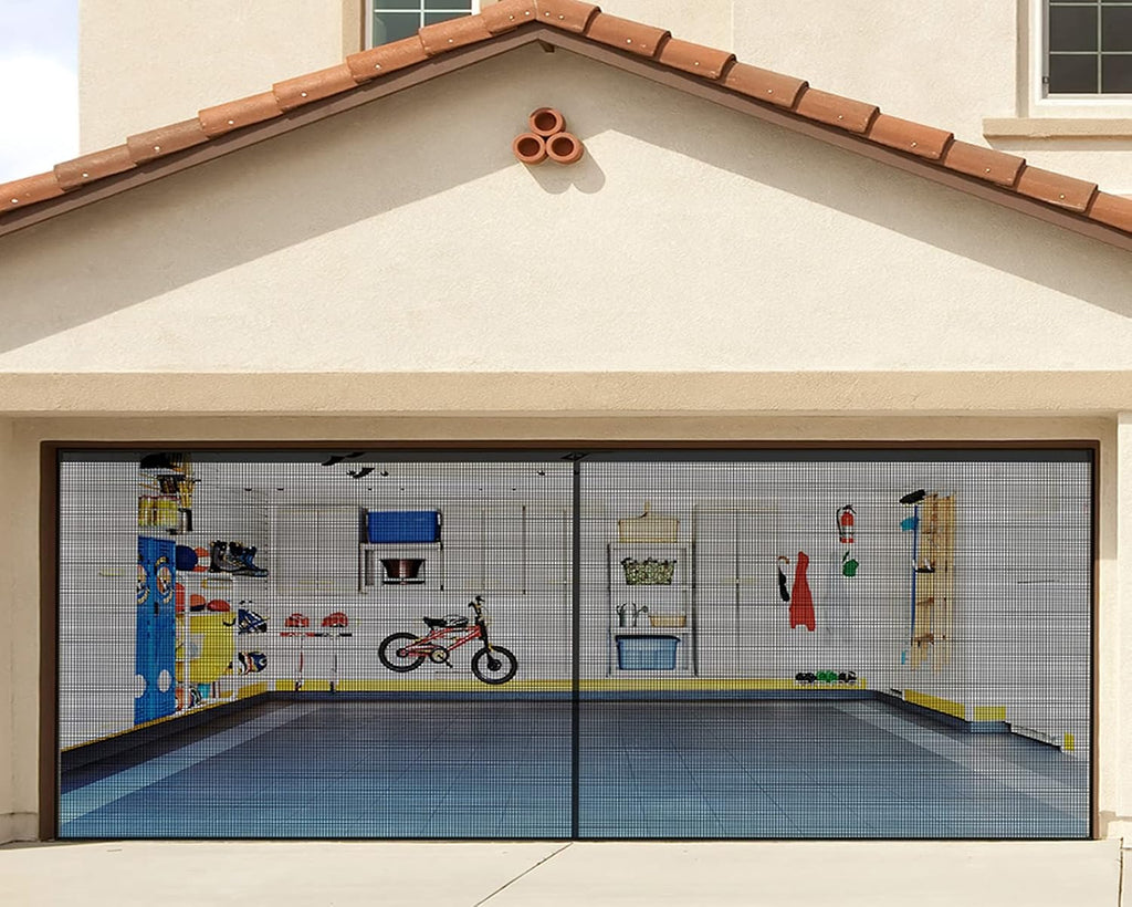 16x7FT Fiberglass Mesh Garage Door Screen with Magnetic, Pack of 2 N8095