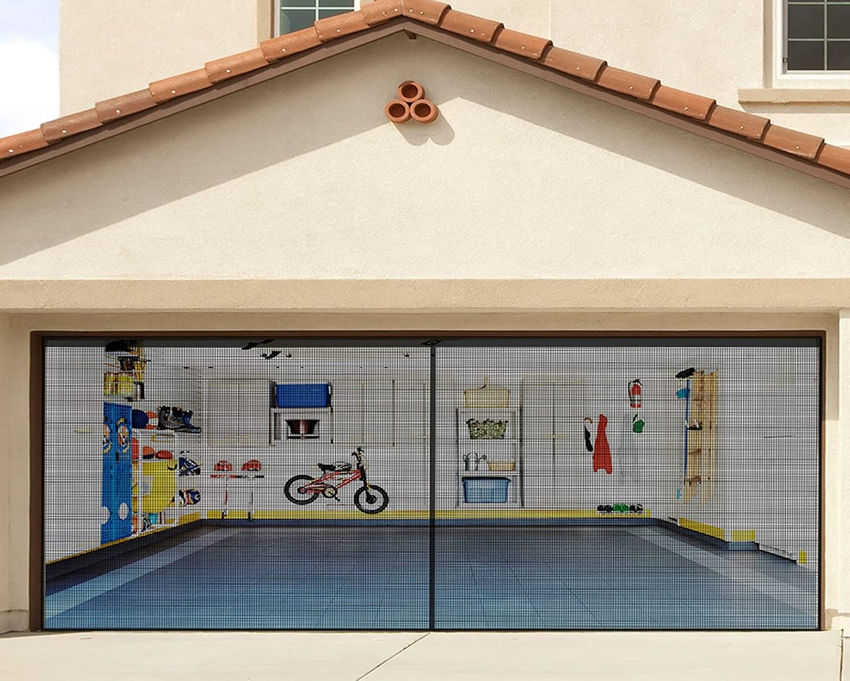 16x7FT Fiberglass Mesh Garage Door Screen with Magnetic, Pack of 2 N8095