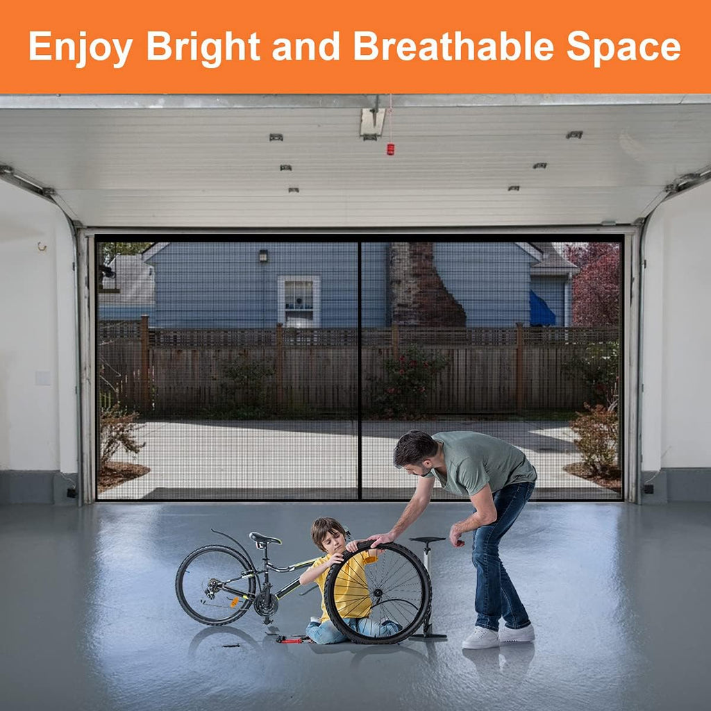 16x7FT Fiberglass Mesh Garage Door Screen with Magnetic, Pack of 2 N8095