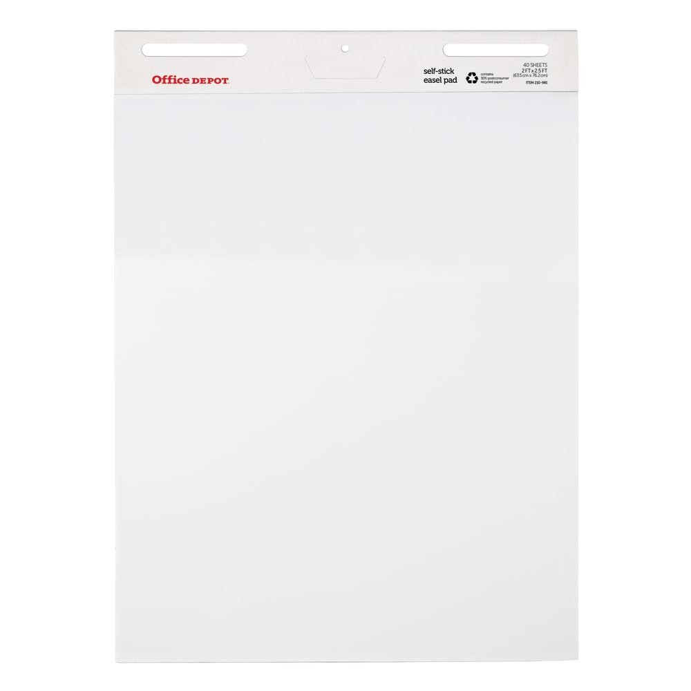 Self-Stick Easel Pads, 25 inch x 30 inch, 40 Sheets, White, Pack of 2 I6026