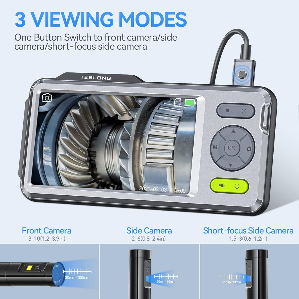 Triple Lens Endoscope Borescope Inspection Camera with 5'' Screen 16.5ft D783106