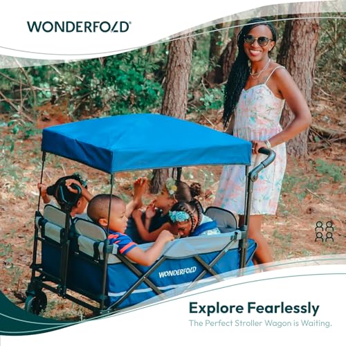 Navy 4 Seater Collapsible Wagon Stroller with 5-Point Harnesses F84891