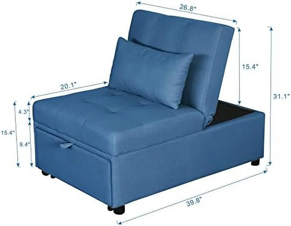 Black Convertible Sleeper Chair Bed with Ottoman U97317